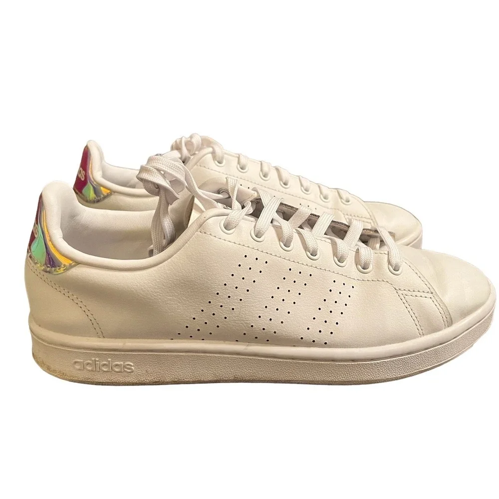 Adidas Cloudfoam Sneakers Shoes Womens Size 10 White Leather Lightweight Workout